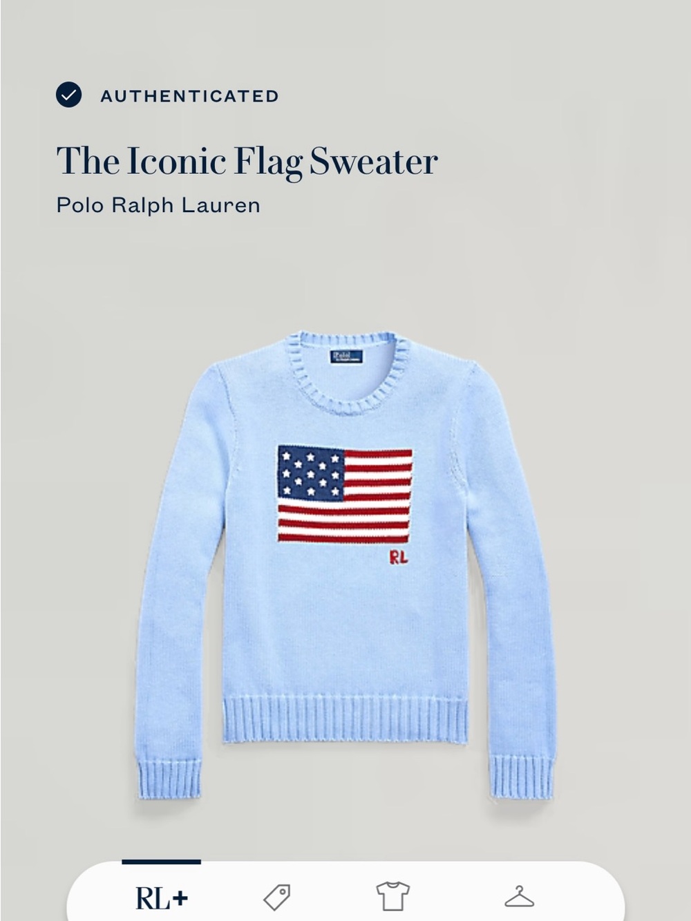 Polo Ralph Lauren Light Blue Iconic American Flag Cotton Knit Sweater Size XL - Picture 12 of 12